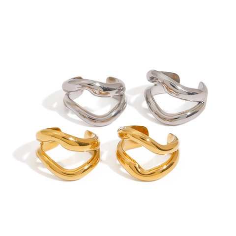 Minimalistische Edelstahl Wellen Ear Cuffs Für Damen Gold Silber Galvanisierte Unregelmäßige Geometrische Linie Clip Ohrringe