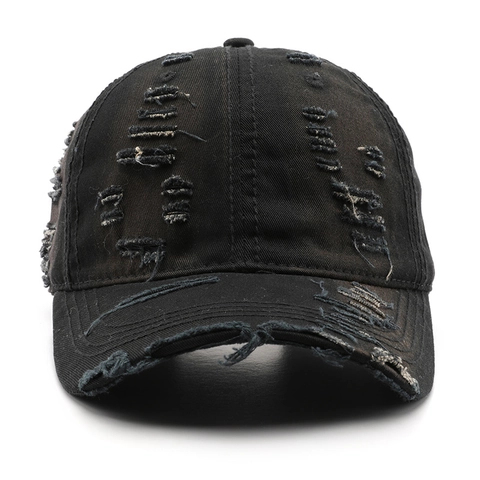 Cappello Da Baseball In Cotone Lavato Consumato Retrò Strappato Streetwear Protezione Solare Regolabile Unisex Vintage