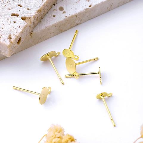 Earring Post Flat Pad DIY Jewelry Making Findings With S925 Sterling Silver Earring Post And Silicone Backs
