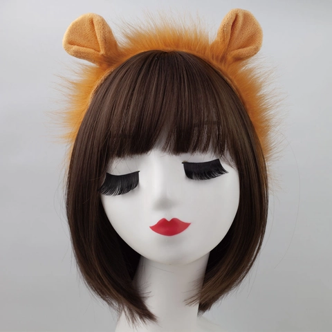 Lion Ears Headband Tail Tutu Skirt Plush Faux Fur Animal Costume For Kids Halloween Cosplay Party Dress Up Accessories