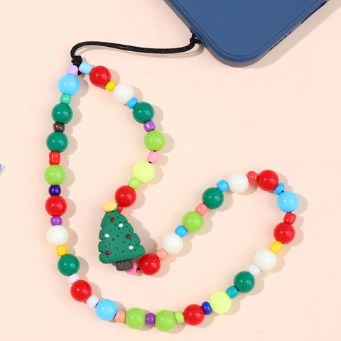 Weihnachts Handykette Mit Perlen Und Anhaengern Von Weihnachtsmann Rentier Bunte Kunststoffperlen Anti Verlust Band