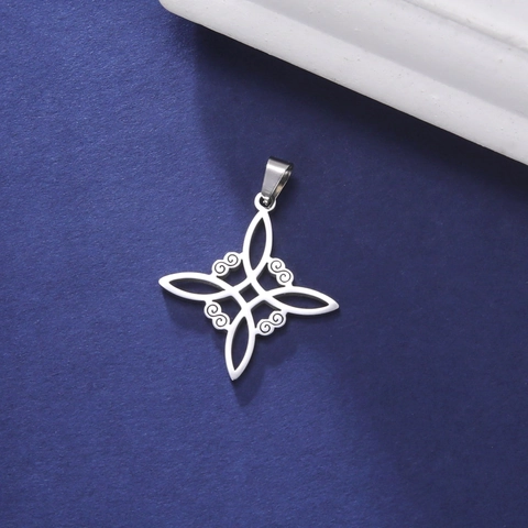 Stainless Steel Witch's Knot Pendant For DIY Jewelry Making Mystical Celtic Knot Necklace Accessory Mystical Geometric Jewelry Component