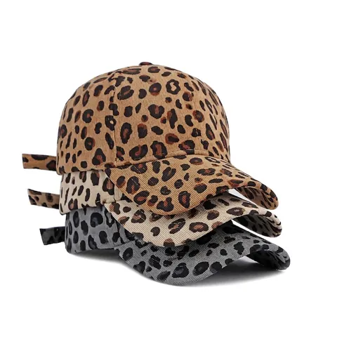 Leopard Print Baseball Cap Corduroy Hard Top Sun Protection Outdoor Fashion Retro Adjustable Hat For Men Women