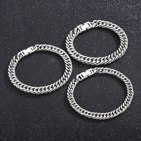 Cuban Link Chain Bracelet Stainless Steel Minimalist Polished Fashion Jewelry For Men And Women
