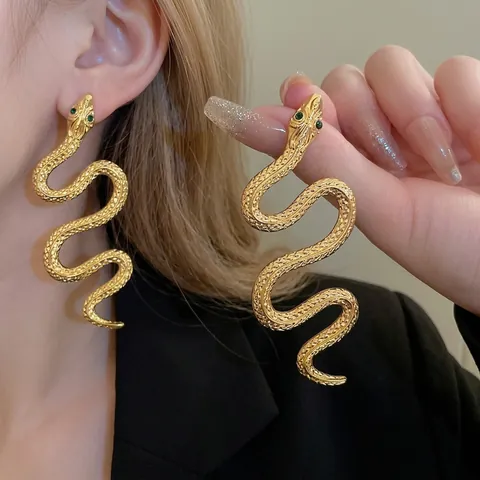 Orecchini Pendenti A Forma Di Serpente Con Strass E Perno In Argento Lunghi S-Forma Gioielli Da Donna