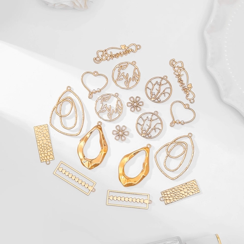 Ciondoli Per La Creazione Di Gioielli In Lega Accessori DIY Placcati Oro Sottovuoto Fiore Cuore Foglia Geometrico Per Collana Bracciale Fatto A Mano