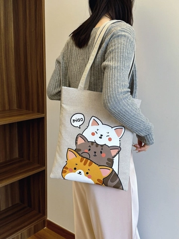 Canvas Tote Bag Large Capacity Shoulder Handbag Artistic Skull Animal Print Reusable Shopping Bag For Casual Daily Use