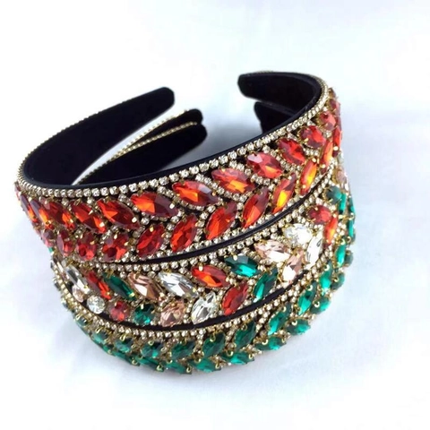 Strass Blad Hoofdband Barok Vintage Kristal Haarklem Voor Dames Feest Bruiloft Haaraccessoires