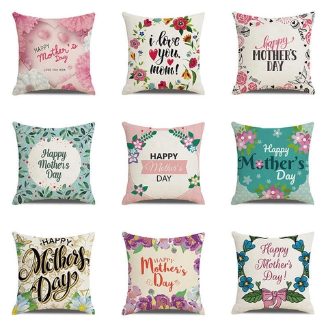 Federa Per Cuscino Festa Della Mamma Lino Quadrato Stampa Floreale Cuore Decorazione Copricuscino Regalo Per Mamma