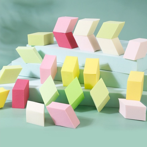 Rhombus Makeup Sponges Non Latex Hydrophilic Beauty Tool For Foundation Blending Dry Wet Dual Use Macaron Colorful
