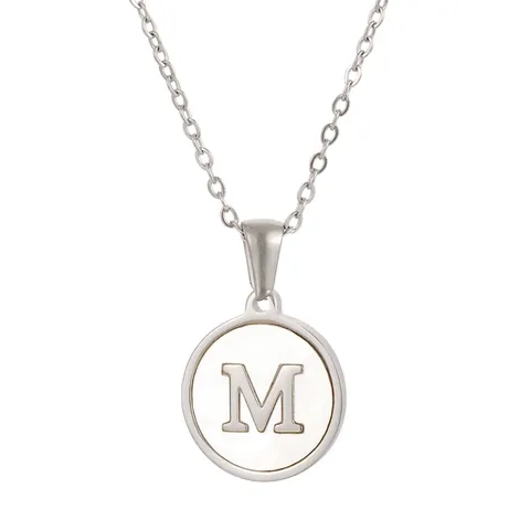 Roestvrijstalen Schelp Initiaal Hanger Ketting Ronde Schelp Ingelegde Hoofdletter Ketting Voor Dames Sieraden