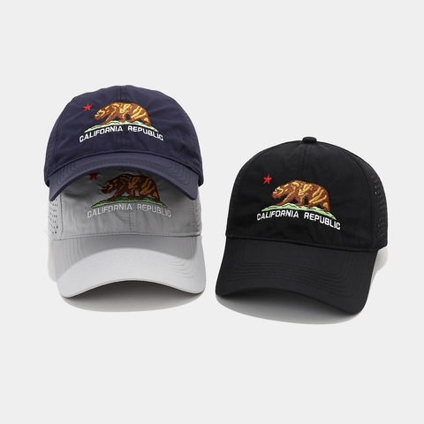 Sneldrogende Honkbalpet Polyester Geborduurde California Republic Beer Outdoor Sport Ademend Verstelbaar Voor Heren Dames