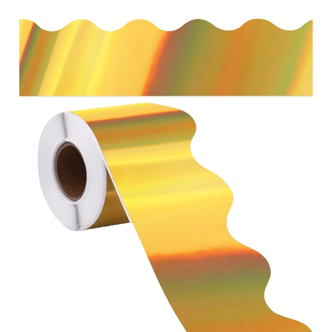 Bulletin Board Borders Scalloped Edge Gold Holographic Metallic Iridescent For Classroom Office School DIY Decor