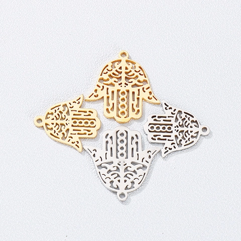 Hamsa Hand Fatima Palm Hollow Out Edelstahl Anhänger Für Schmuckherstellung DIY Handwerk Zubehör Mode Halsketten Machen