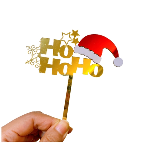 Christmas Cake Toppers Acrylic Mirror Gold Glitter Festive Merry Christmas Holiday Party Baking Decoration