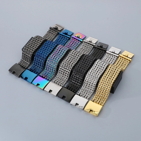 Pulsera De Cadena De Eslabones Anchos Para Hombre Acero Inoxidable Hip Hop Joyería Cierre Cuadrado Punk Dominante Escamas Pez