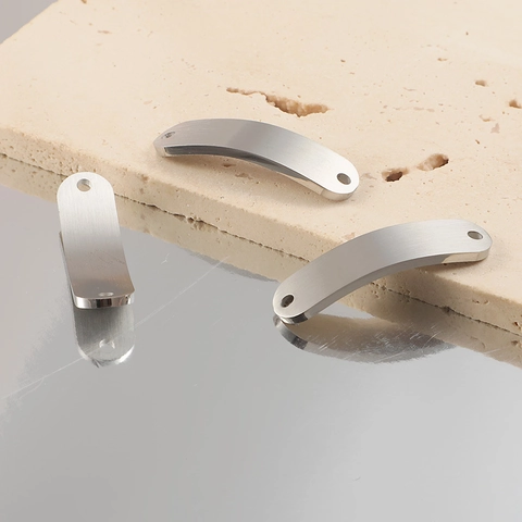 Conector De Barra Curva Colgante Acero Inoxidable 304 Doble Agujeros Etiqueta En Blanco Para Hacer Joyas DIY Pulido Espejo