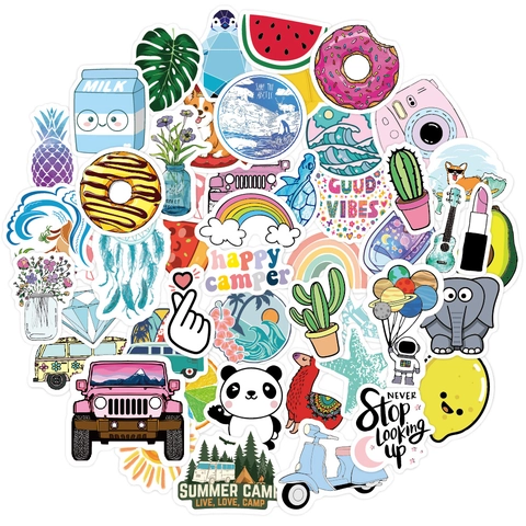 Wasserdichte Cartoon Aufkleber Ästhetische PVC Vinyl Aufkleber Für Wasserflaschen Laptop Gepäck Gitarre Telefon Kawaii Tiere