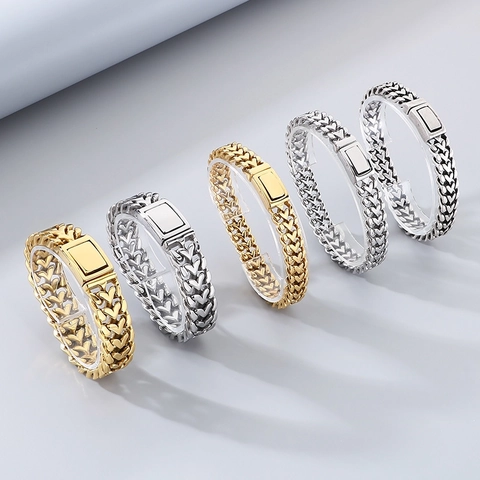Pulsera De Eslabones De Corazón De Acero Inoxidable Cadena Tejida Pulida Joyería Punk Rock Para Hombres Mujeres Parejas