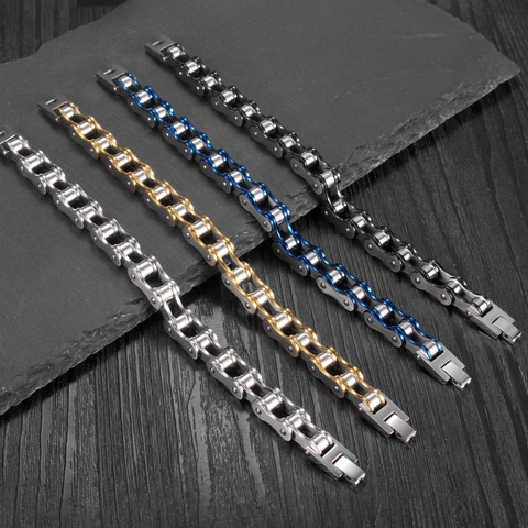 Pulsera De Cadena De Bicicleta Para Hombre De Acero Inoxidable Estilo Industrial Motocicleta Rock Punk Joyería