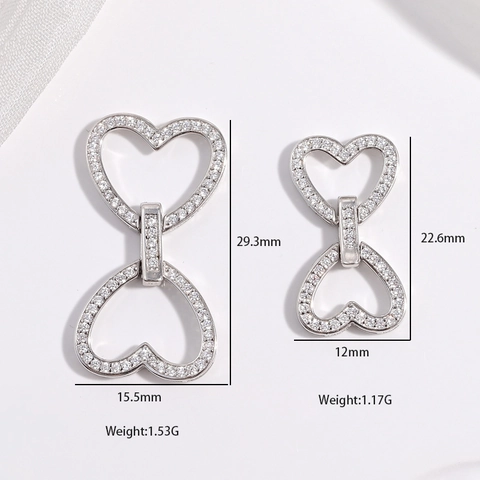 Cierre Conector De Joyería De Plata De Ley 925 Forma Corazón Con Circonita Para Collar Pulsera De Varias Filas DIY