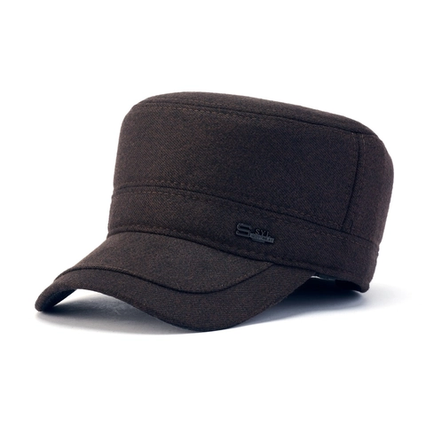 Gorra Cadet Gruesa De Invierno Cálida Forrada De Felpa Sombrero Plano Con Protección Para Los Oídos Resistente Al Viento