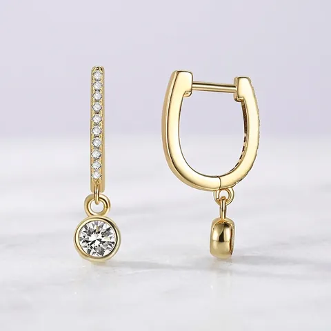 Orecchini Pendenti A Forma Di U Rame Placcato Oro 18K Zircone Gioielli Vintage Minimalisti Per Donna