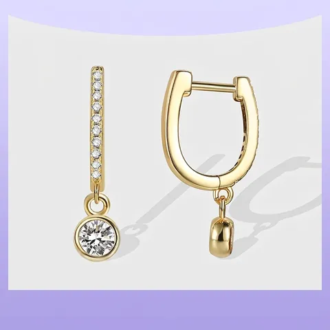 U Shaped Drop Earrings 18K Gold Plated Copper Micro Paved Zircon Vintage Minimalist Jewelry For Women