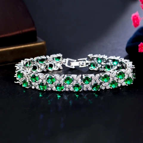 Squisito Braccialetto in Ottone e Zirconia per Donna Lusso Micro Pave Zaffiro Scintillante Gioielli Geometrici Regalo Anniversario