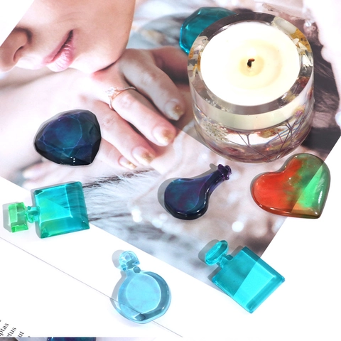 Stampo Silicone DIY Per Resina Epossidica Forme Boccetta Profumo Cuore Gemma Multi-Cavità Strumento Creazione Gioielli
