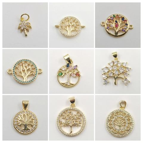 Lebensbaum Palme Anhänger Für Die Schmuckherstellung Kupfer Micro Inlaid Zirkonia Hip Hop Herz Charms