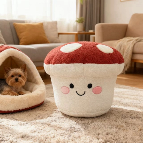 Pilzform Plüsch Hocker Kissen Für Schlafzimmer Dekor Weich Rot Weiß Polka Dot Smiley Gesicht Puppe Geschenk Für Kinder