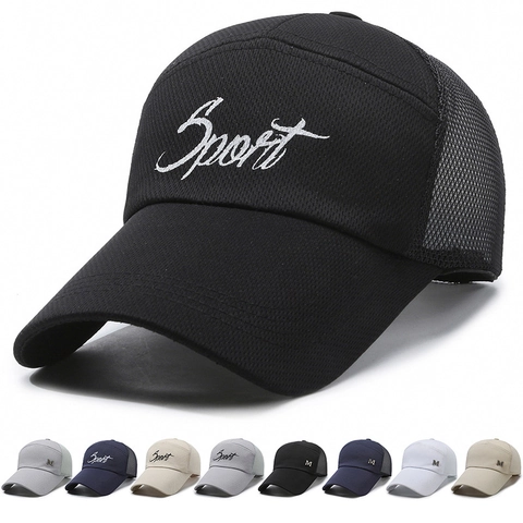 Summer Mesh Baseball Cap Breathable Trucker Hat Sun Protection Letter Embroidery Outdoor Fishing Sports Adjustable Unisex