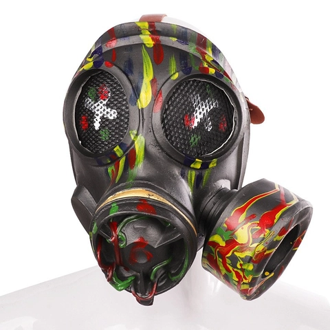 Máscara De Gas De Látex Halloween Pintura Salpicada Steampunk Cyberpunk Accesorio De Fiesta Cosplay Gorro Decorativo Carnaval