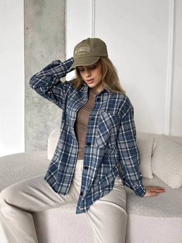 Camicia A Quadri Donna Cotone Poliestere Manica Lunga Bottoni Casual Retro Blusa Oversize Top
