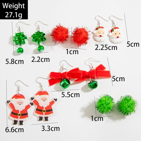 Weihnachten Weihnachtsmann Glocke Schleife Ohrringe Mit Eisen Ohrstecker Legierung Harz Pom Pom Festlicher Schmuck