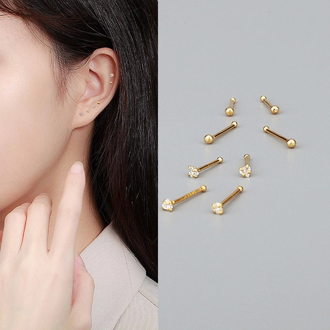 Boucles D Oreilles Puces Cœur Et Boule Ronde Avec Tige En Argent Sterling 925 Zircone Bijoux Quotidiens Minimalistes Simples
