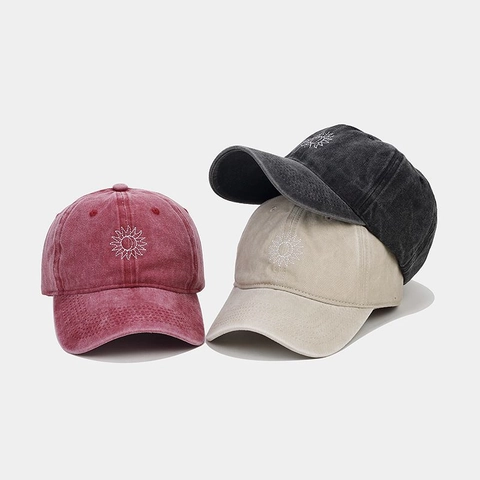 Gorra De Béisbol De Algodón Lavado Vintage Para Hombre Mujer Bordado Girasol Sombrero Sol Ajustable