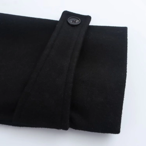 Women Long Woolen Overcoat Elegant Lapel Collar Loose Fit Warm Solid Color Hepburn Style Outerwear