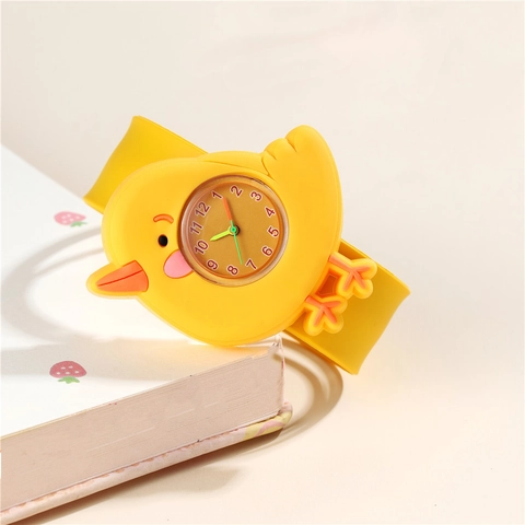 Reloj Infantil Dibujos Animados Pollito Pulsera Slap 3D Animal Analógico Cuarzo Silicona Suave Regalo Jardín Infancia
