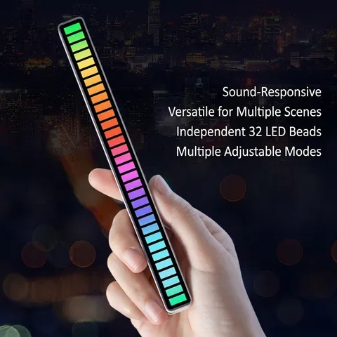 RGB Rhythm Pickup Light Sound Activated Music Sync LED Atmosphere Lamp For Desktop Car Decor Plastic Voice Control