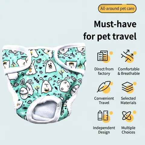 Hond Fysiologische Broek Waterdicht Ademend Polyester Huisdier Luiers Cartoon Print Beschermend Ondergoed Voor Honden