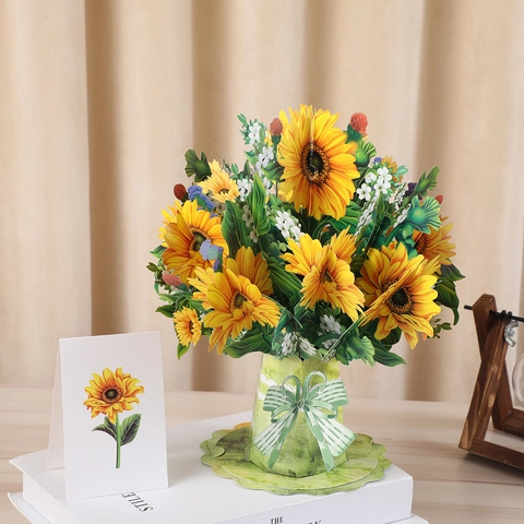 3D Pop Up Greeting Cards Paper Flower Bouquet Handmade Laser Cut Floral For Birthday Teachers Day Mothers Day Gifts