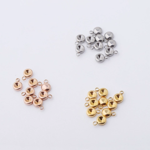 Stainless Steel Birthstone Bezel Tray Pendant Bases Round Mirror Polished For DIY Jewelry Making Findings