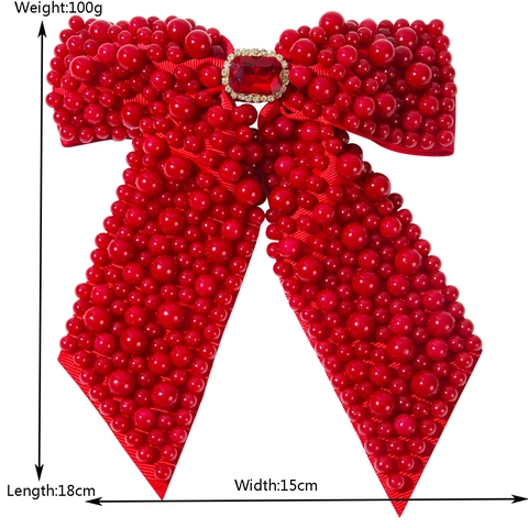 Grande Fermaglio Per Capelli A Fiocco Perla Artificial Sintetica Cristallo Centro Clip A Molla Elegante Matrimonio Festa Per Donna