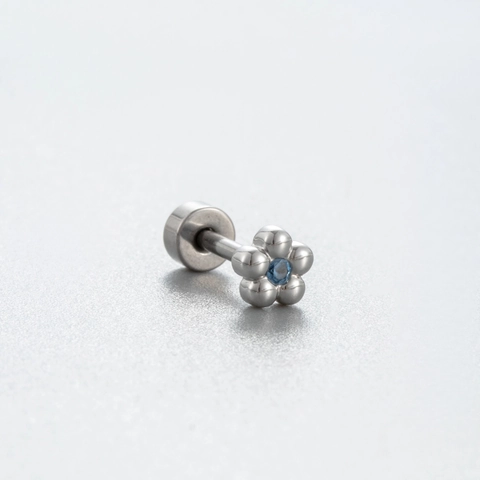 Titanium Stainless Steel Helix Stud Earrings With Zirconia Opal Flower Spider Anchor Shapes Screw Back Piercing Jewelry