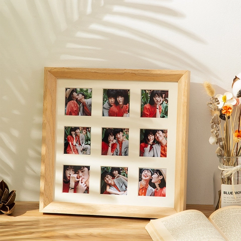 Marco De Fotos Multi Rejilla De Madera Maciza Cuadrado Estilo Sudoku Escritorio Pared Decoración Moderna Minimalista