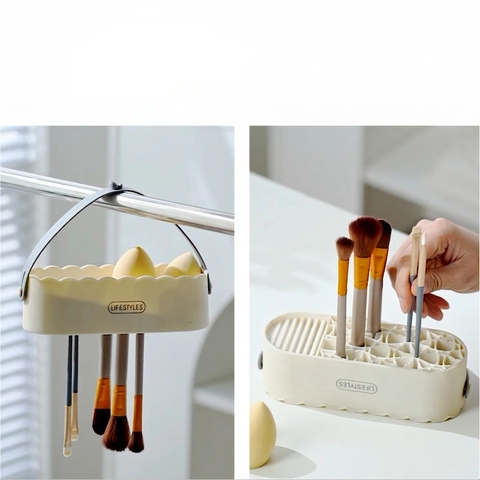 Makeup Brush Cleaner Box TPR Plastic Cleaning Mat Drying Rack Hanging Organizer For Cosmetic Brushes Sponges