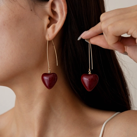 Pendientes Colgantes Corazón Con Perlas Artificiales Artificiales Ganchos Lagos Aleación Dorada Vintage Elegante Joyería Mujeres
