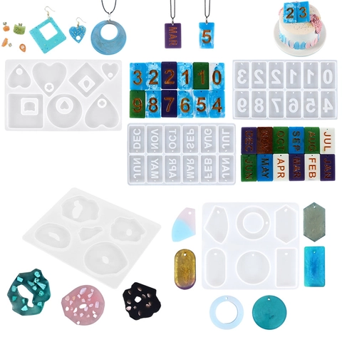 Silicone Mold For Resin Jewelry Making DIY Geometric Pendant Earring Keychain Casting Tool Transparent Flexible